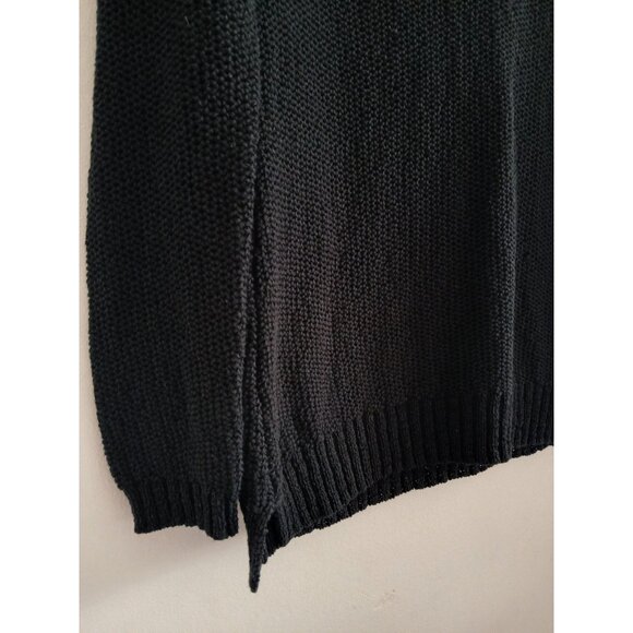 Boston Proper Womens M Black Knit Pullover Sweater V-neck Boho Casual Elevated - Picture 3 of 8